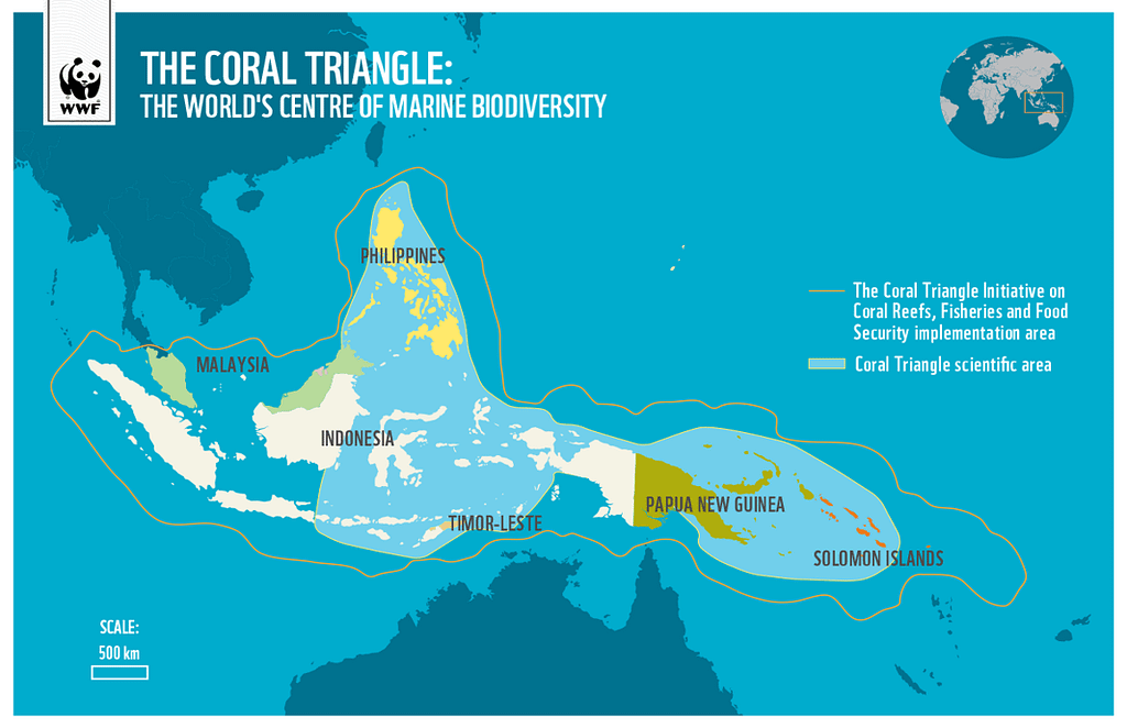 Map of the Coral Triangle, the world's center of marine life and biodiversity