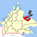 Location of Sandakan on a map of Sabah