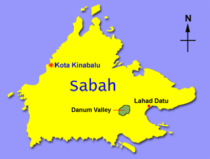 Danum Valley on Sabah map
